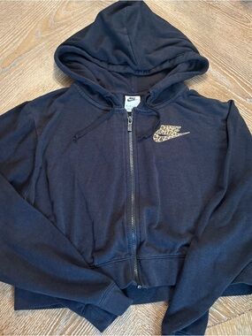 Nike Black Hoodie with Leopard Swoosh